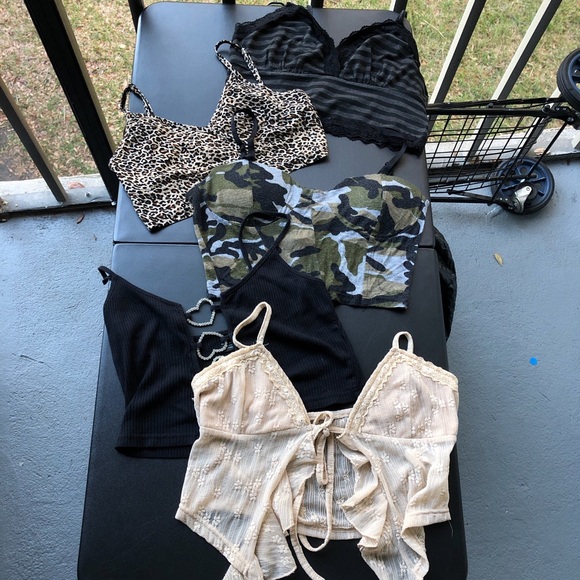 gracie Tops - 5 top bundle of y2k grunge multicoloured crop tops